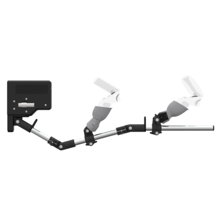 Side view of ForceTube with Haptic Explorer stock for Meta Quest 1with Chrome Armature and Grey PLA cups