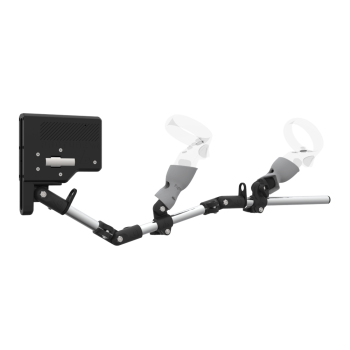 Right view of ForceTube with Haptic Explorer stock for Meta Quest 1with Chrome Armature and Grey PLA cups