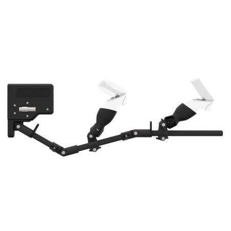 Side view of ForceTube with Haptic Explorer stock for Meta Quest 2 with Black Carbon Armature and Carbon Fiber cups
