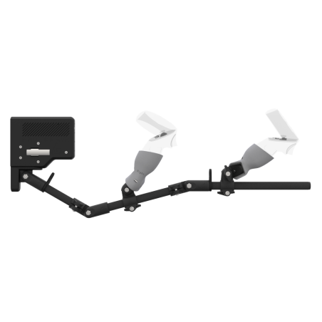 Side view of ForceTube with Haptic Explorer stock for Meta Quest 2 with Black Carbon Armature and Grey PLA cups