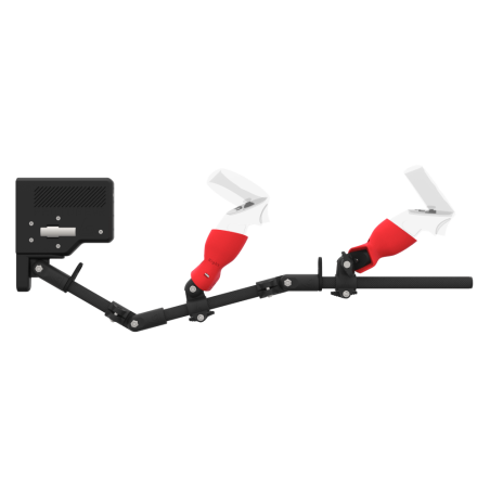Side view of ForceTube with Haptic Explorer stock for Meta Quest 2 with Black Carbon Armature and Red PLA cups