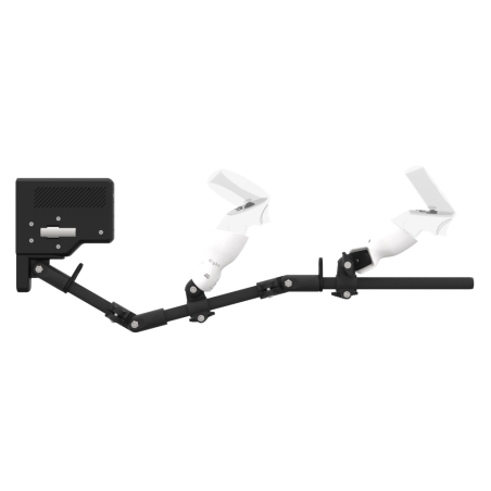 Side view of ForceTube with Haptic Explorer stock for Meta Quest 2 with Black Carbon Armature and White PLA cups
