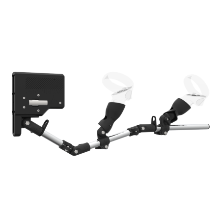 Right view of ForceTube with Haptic Explorer stock for Meta Quest 2 with Chrome Armature and Carbon Fiber cups