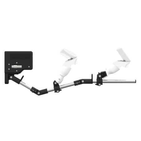 Side view of ForceTube with Haptic Explorer stock for Meta Quest 2 with Chrome Armature and White PLA cups