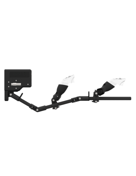 Side view of ForceTube with Haptic Explorer stock for Meta Quest 3with Black Carbon Armature and Carbon Fiber cups