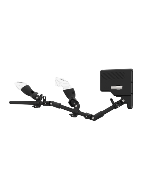 Left view of ForceTube with Haptic Explorer stock for Meta Quest 3with Black Carbon Armature and Carbon Fiber cups