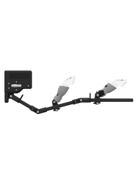 Side view of ForceTube with Haptic Explorer stock for Meta Quest 3with Black Carbon Armature and Grey PLA cups