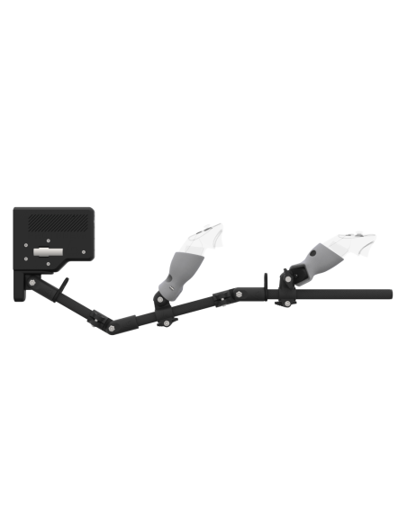 Side view of ForceTube with Haptic Explorer stock for Meta Quest 3with Black Carbon Armature and Grey PLA cups