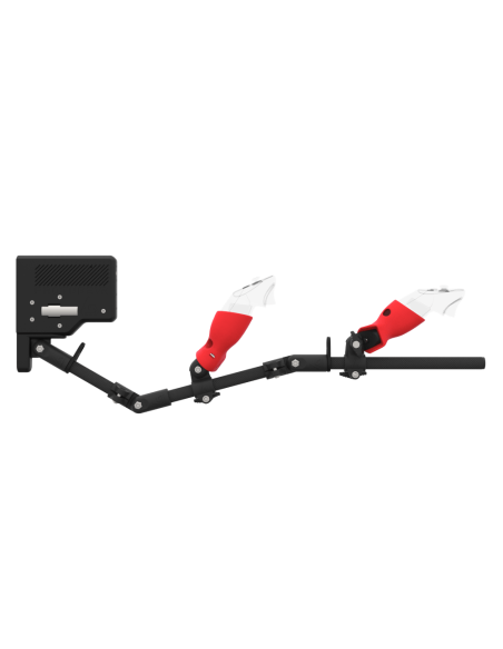 Side view of ForceTube with Haptic Explorer stock for Meta Quest 3with Black Carbon Armature and Red PLA cups