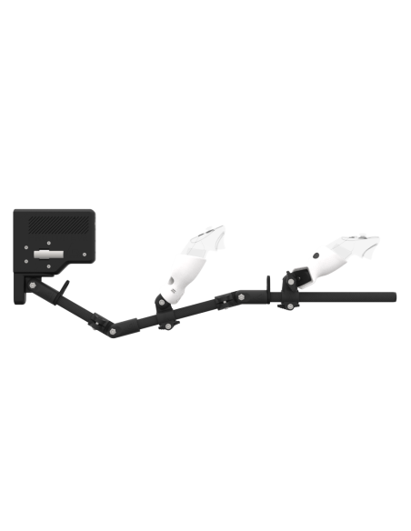 Side view of ForceTube with Haptic Explorer stock for Meta Quest 3with Black Carbon Armature and White PLA cups