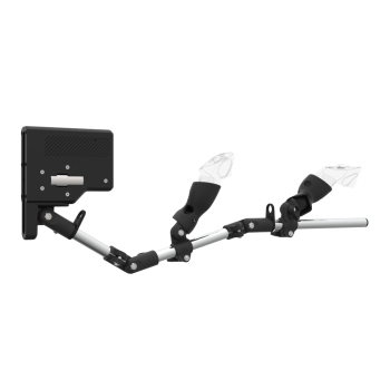 Right view of ForceTube with Haptic Explorer stock for Meta Quest 3with Chrome Armature and Carbon Fiber cups