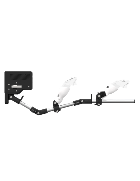 Side view of ForceTube with Haptic Explorer stock for Meta Quest 3with Chrome Armature and White PLA cups