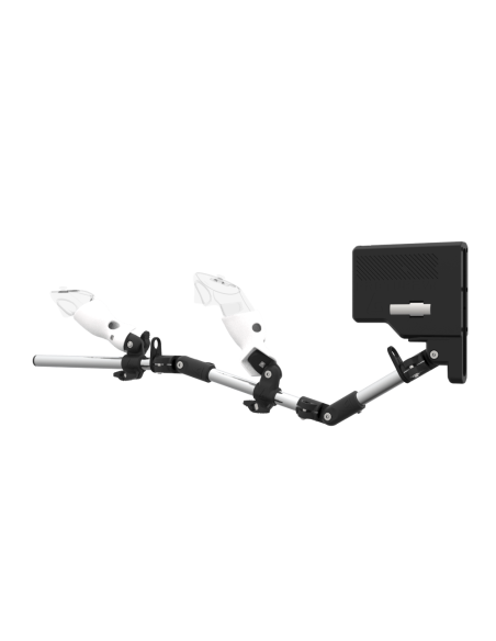 Left view of ForceTube with Haptic Explorer stock for Meta Quest 3with Chrome Armature and White PLA cups
