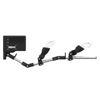 Side view of ForceTube with Haptic Storm stock for Meta Quest 3with Chrome Armature and Carbon Fiber cups