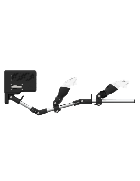 Side view of ForceTube with Haptic Storm stock for Meta Quest 3with Chrome Armature and Carbon Fiber cups