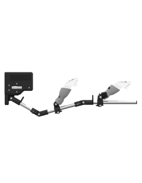 Side view of ForceTube with Haptic Explorer stock for Meta Quest 3with Chrome Armature and Grey PLA cups