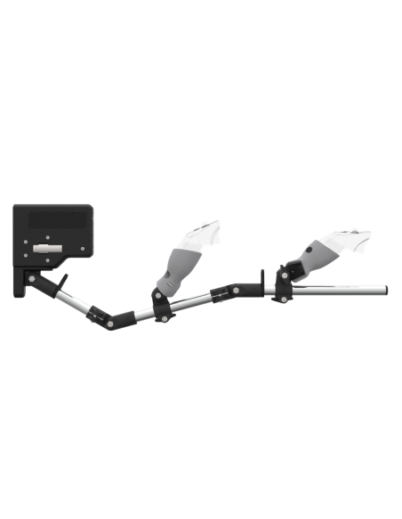 Side view of ForceTube with Haptic Explorer stock for Meta Quest 3with Chrome Armature and Grey PLA cups