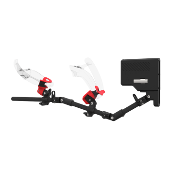 Left view of ForceTube with Haptic Explorer stock for Valve Index with Black Carbon Armature and Red PLA cups