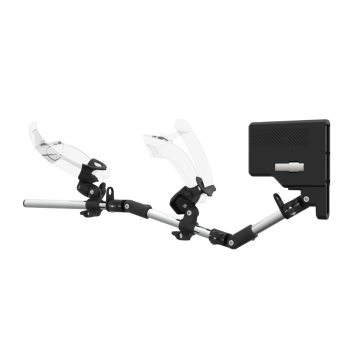 Left view of ForceTube with Haptic Explorer stock for Valve Index with Chrome Armature and Carbon Fiber cups