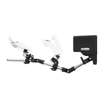 Left view of ForceTube with Haptic Explorer stock for Valve Index with Chrome Armature and White PLA cups