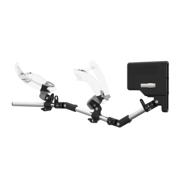 Left view of ForceTube with Haptic Explorer stock for Valve Index with Chrome Armature and Grey PLA cups