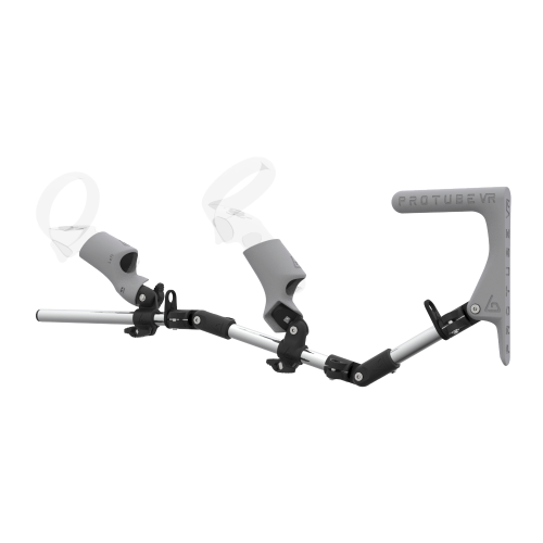 Left view of MagTube vr gunstock for Focus 3 with Chrome Armature with Grey MK1 Buttstock and Grey PLA cups