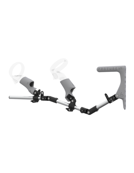 Left view of MagTube vr gunstock for Focus 3 with Chrome Armature with Grey MK1 Buttstock and Grey PLA cups