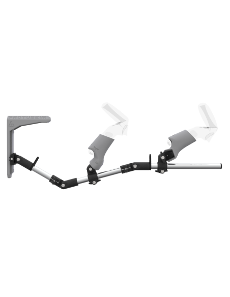 Side view of MagTube vr gunstock for Focus 3 with Chrome Armature with Grey MK2 Buttstock and Grey PLA cups