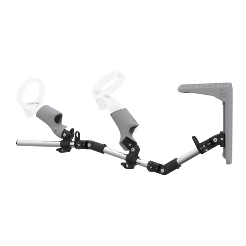 Left view of MagTube vr gunstock for Focus 3 with Chrome Armature with Grey MK2 Buttstock and Grey PLA cups