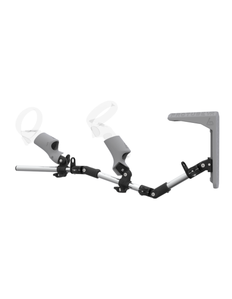 Left view of MagTube vr gunstock for Focus 3 with Chrome Armature with Grey MK2 Buttstock and Grey PLA cups