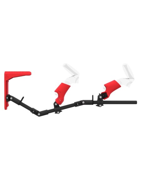 Side view of MagTube vr gunstock for Focus 3 with Carbon Armature with Red MK2 Buttstock and Red PLA cups