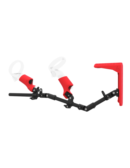Left view of MagTube vr gunstock for Focus 3 with Carbon Armature with Red MK2 Buttstock and Red PLA cups