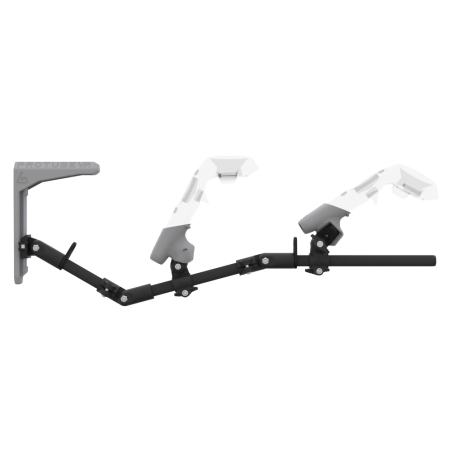 Side view of MagTube vr gunstock for HTC Vive with Carbon Armature with Grey MK2 Buttstock and Grey PLA cups
