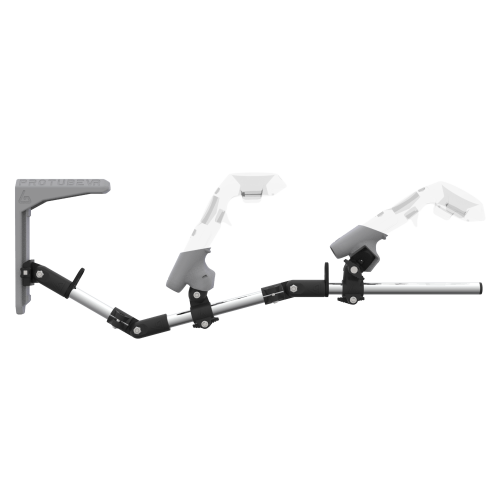 Side view of MagTube vr gunstock for HTC Vive with Chrome Armature with Grey MK2 Buttstock and Grey PLA cups
