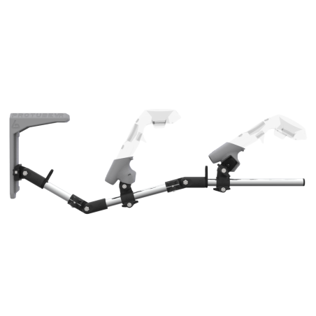 Side view of MagTube vr gunstock for HTC Vive with Chrome Armature with Grey MK2 Buttstock and Grey PLA cups