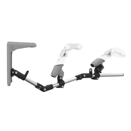 Right view of MagTube vr gunstock for HTC Vive with Chrome Armature with Grey MK2 Buttstock and Grey PLA cups