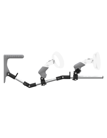 Side view of MagTube vr gunstock for Samsung Odyssey with Chrome Armature with Grey MK1 Buttstock and Grey PLA cups