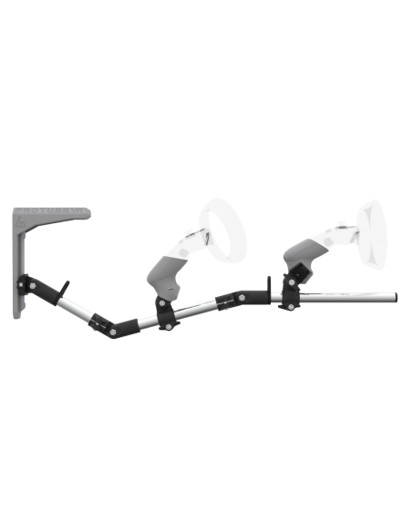 Side view of MagTube vr gunstock for Samsung Odyssey with Chrome Armature with Grey MK2 Buttstock and Grey PLA cups