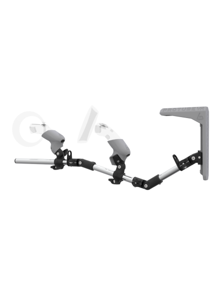 Left view of MagTube vr gunstock for Samsung Odyssey with Chrome Armature with Grey MK2 Buttstock and Grey PLA cups