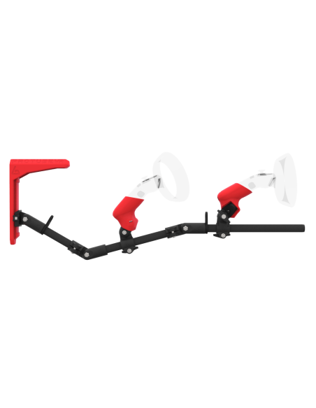 Side view of MagTube vr gunstock for Samsung Odyssey with Carbon Armature with Red MK2 Buttstock and Red PLA cups