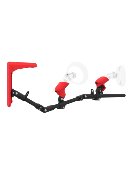 Right view of MagTube vr gunstock for Samsung Odyssey with Carbon Armature with Red MK2 Buttstock and Red PLA cups