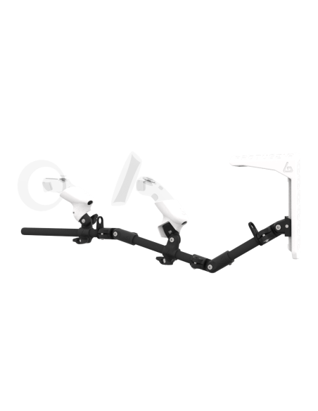Left view of MagTube vr gunstock for Samsung Odyssey with Carbon Armature with White MK2 Buttstock and White PLA cups