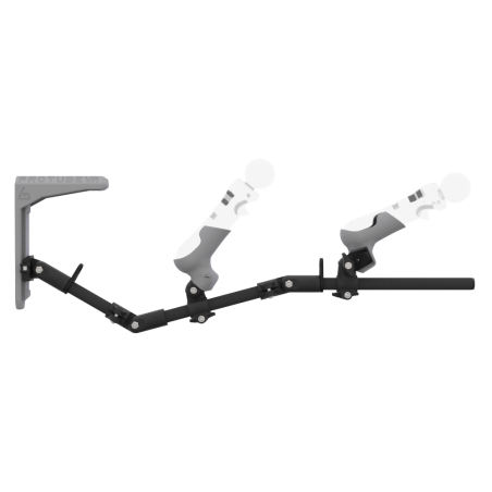 Side view of MagTube vr gunstock for PSVR 1 with Carbon Armature with Grey MK2 Buttstock and Grey PLA cups