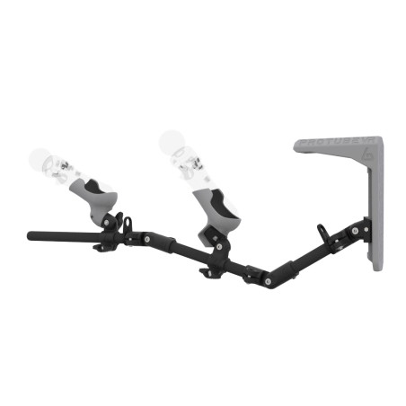 Left view of MagTube vr gunstock for PSVR 1 with Carbon Armature with Grey MK2 Buttstock and Grey PLA cups