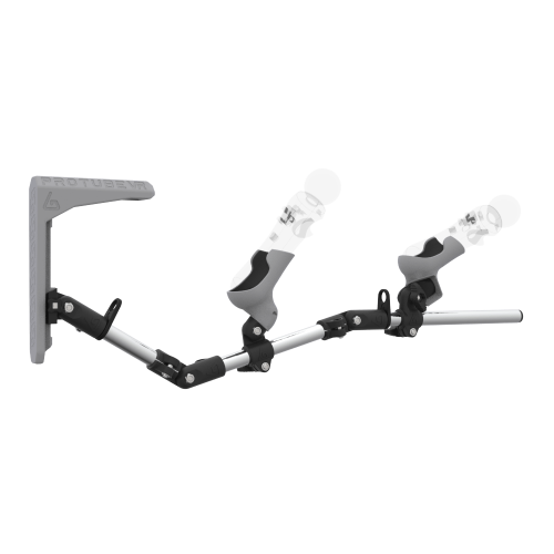 Right view of MagTube vr gunstock for PSVR 1 with Chrome Armature with Grey MK2 Buttstock and Grey PLA cups