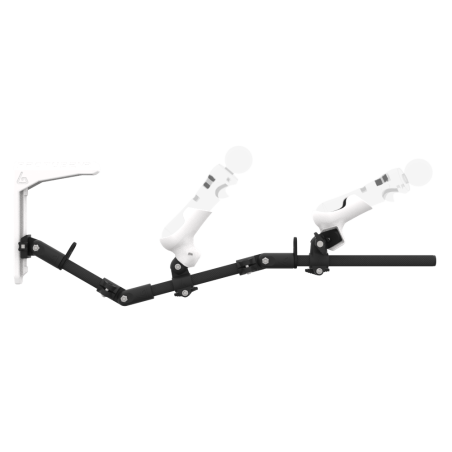 Side view of MagTube vr gunstock for PSVR 1 with Carbon Armature with White MK2 Buttstock and White PLA cups