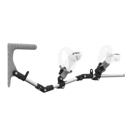 Right view of MagTube vr gunstock for PSVR 2 with Chrome Armature with Grey MK1 Buttstock and Grey PLA cups
