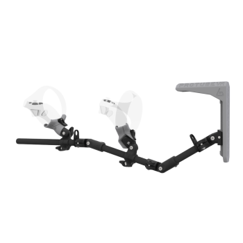 Left view of MagTube vr gunstock for PSVR 2 with Carbon Armature with Grey MK2 Buttstock and Grey PLA cups