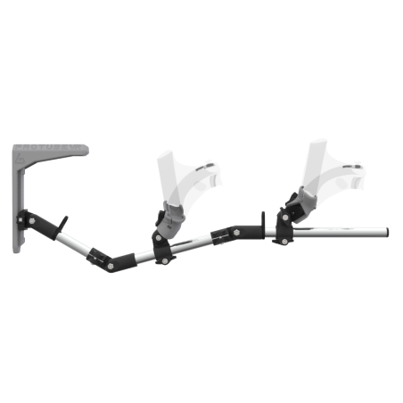 Side view of MagTube vr gunstock for PSVR 2 with Chrome Armature with Grey MK2 Buttstock and Grey PLA cups
