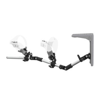 Left view of MagTube vr gunstock for PSVR 2 with Chrome Armature with Grey MK2 Buttstock and Grey PLA cups